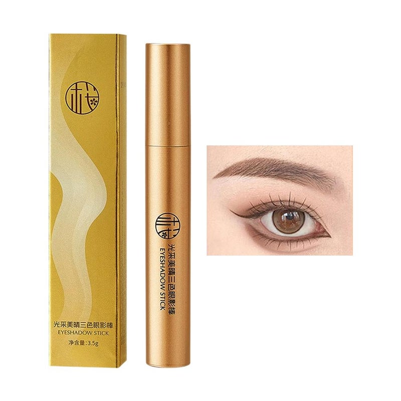 Sakura Skin Radiant Brightening Three-Color Eyeshadow Stick - Lazy Person's Pearlescent Gradient Eyeshadow Stick for Contouring and Under-Eye Enhancement